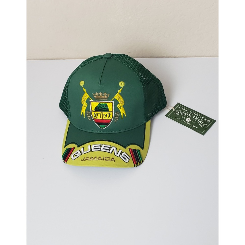 Denim Tears Queens Jamaica Trucker Hat Green Yellow Mesh Back Designer Urban